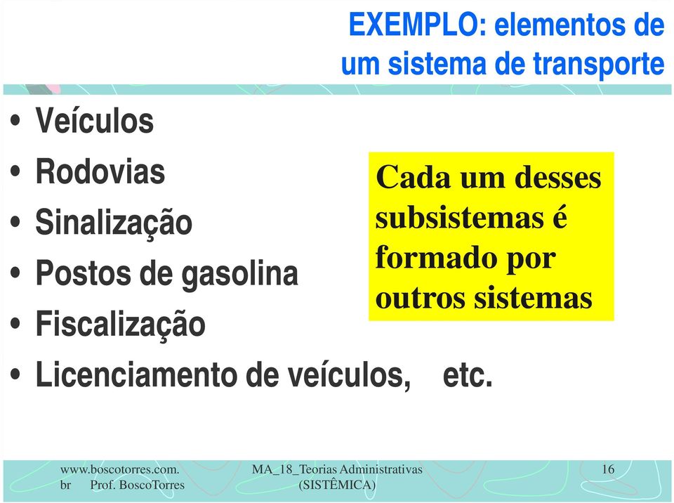 Fiscalização Cada um desses subsistemas é formado