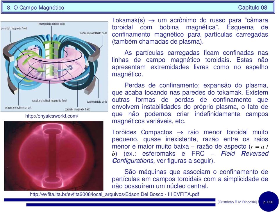 com/ Perdas de confnamento: expansão do plasma, que acaba tocando nas paredes do tokamak.