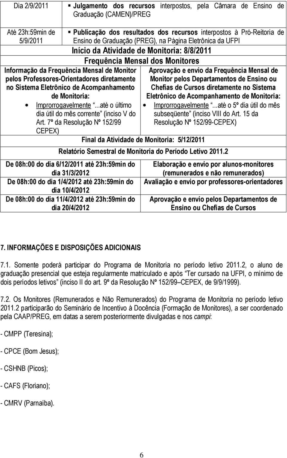 diretamente no Sistema Eletrônico de Acompanhamento de Monitoria: Improrrogavelmente...até o último dia útil do mês corrente (inciso V do Art.