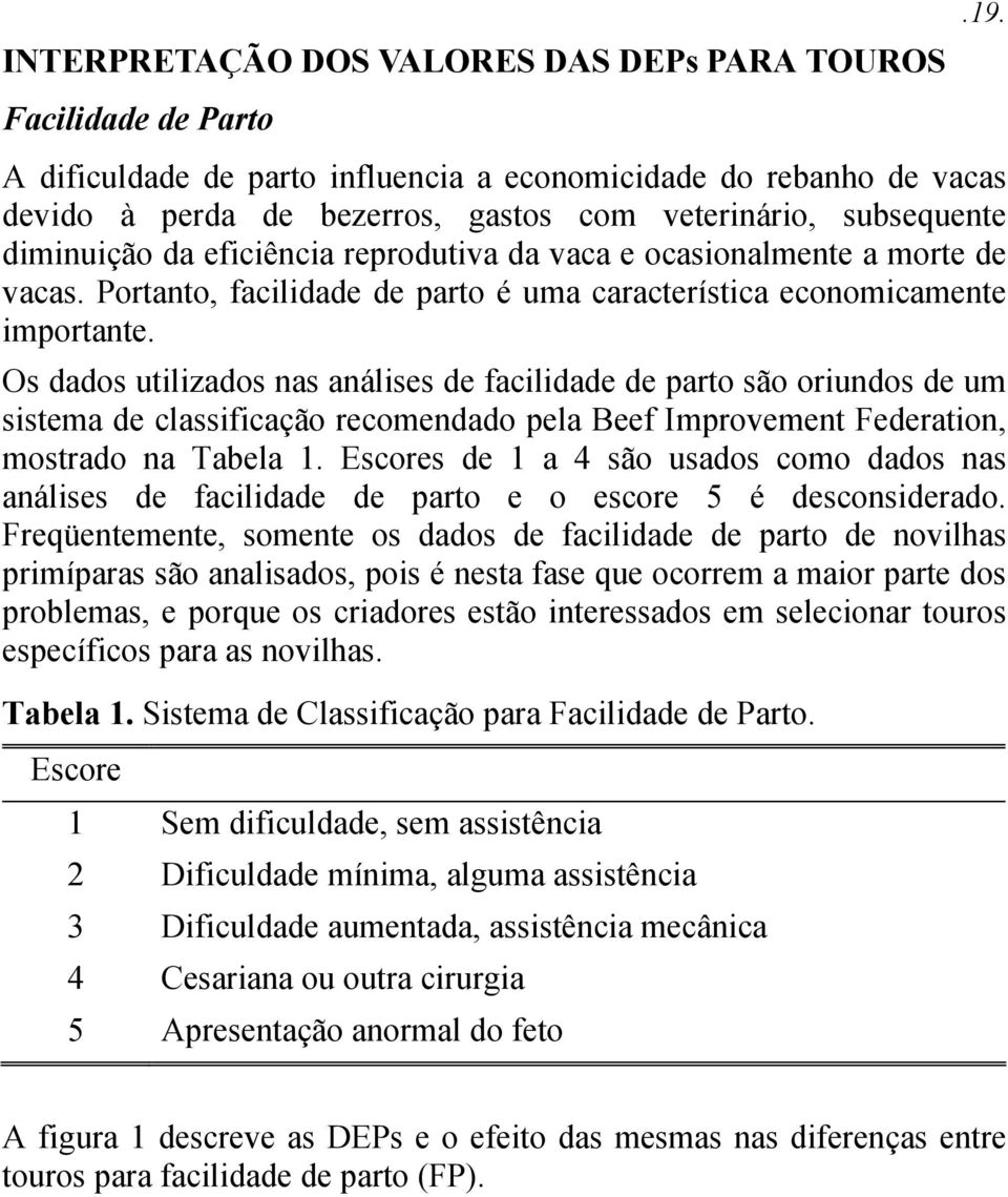 morte de vacas. Portanto, facilidade de parto é uma característica economicamente importante.