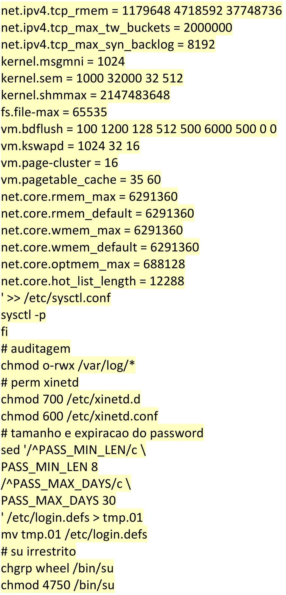core.wmem_max = 6291360 net.core.wmem_default = 6291360 net.core.optmem_max = 688128 net.core.hot_list_length = 12288 ' >> /etc/sysctl.
