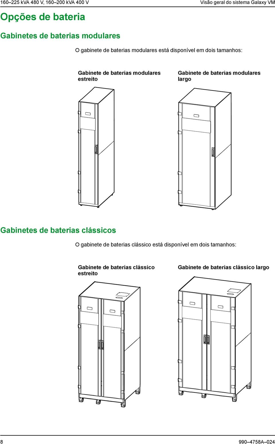 estreito Gabinete de baterias modulares largo Gabinetes de baterias clássicos O gabinete de baterias clássico