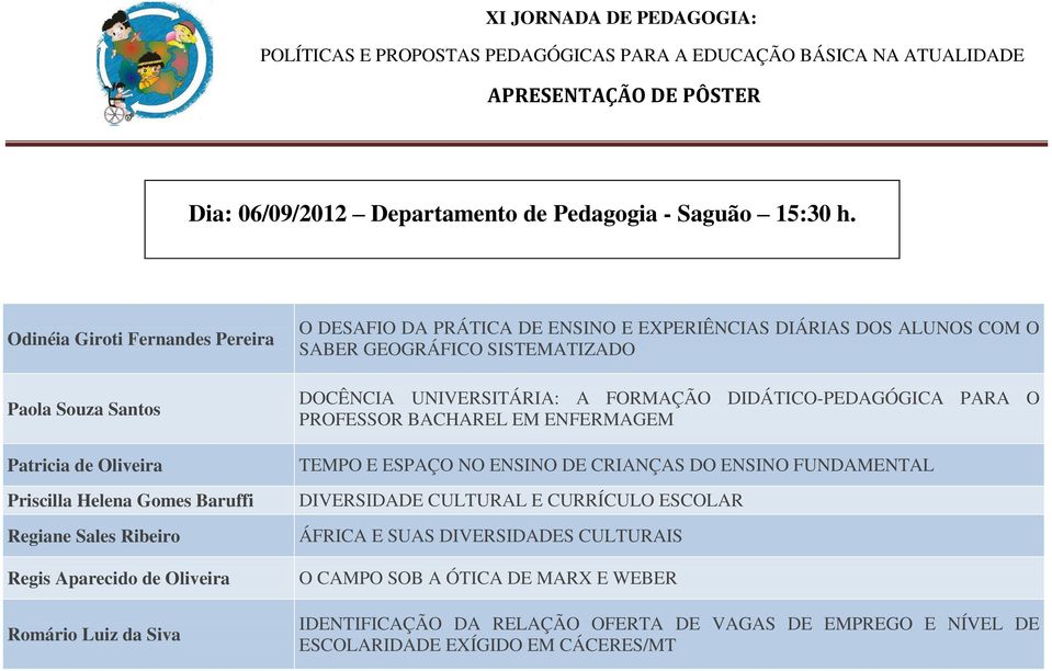 O DESAFIO DA PRÁTICA DE ENSINO E EXPERIÊNCIAS DIÁRIAS DOS ALUNOS COM O SABER GEOGRÁFICO SISTEMATIZADO DOCÊNCIA UNIVERSITÁRIA: A FORMAÇÃO DIDÁTICO-PEDAGÓGICA PARA O PROFESSOR