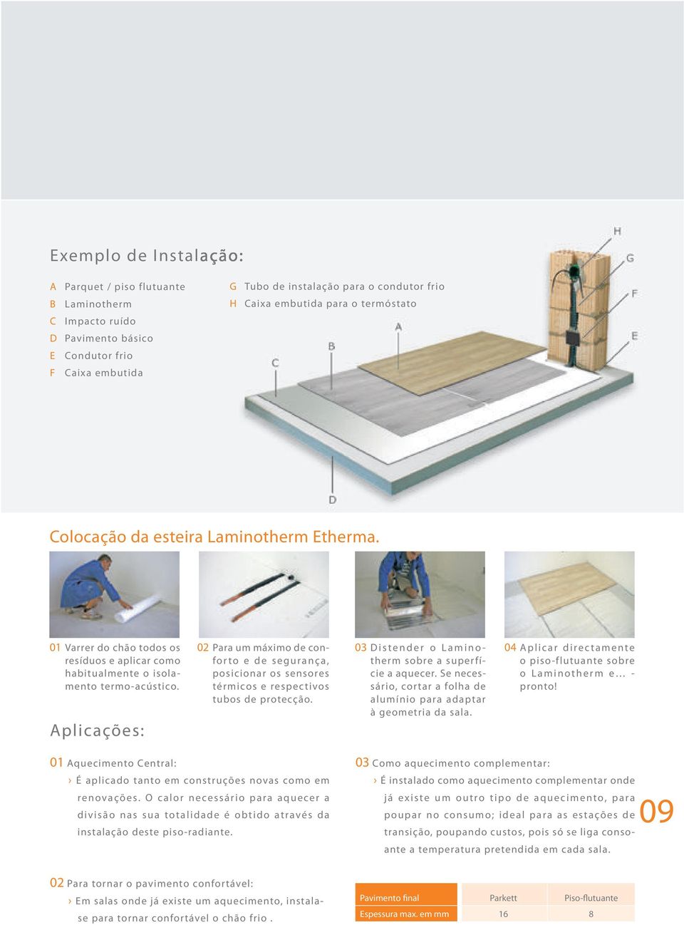 Aplicações: 02 Para um máximo de confo r t o e d e s e g u r a n ç a, posicionar os sensores térmicos e respec tivos tubos de protecção.