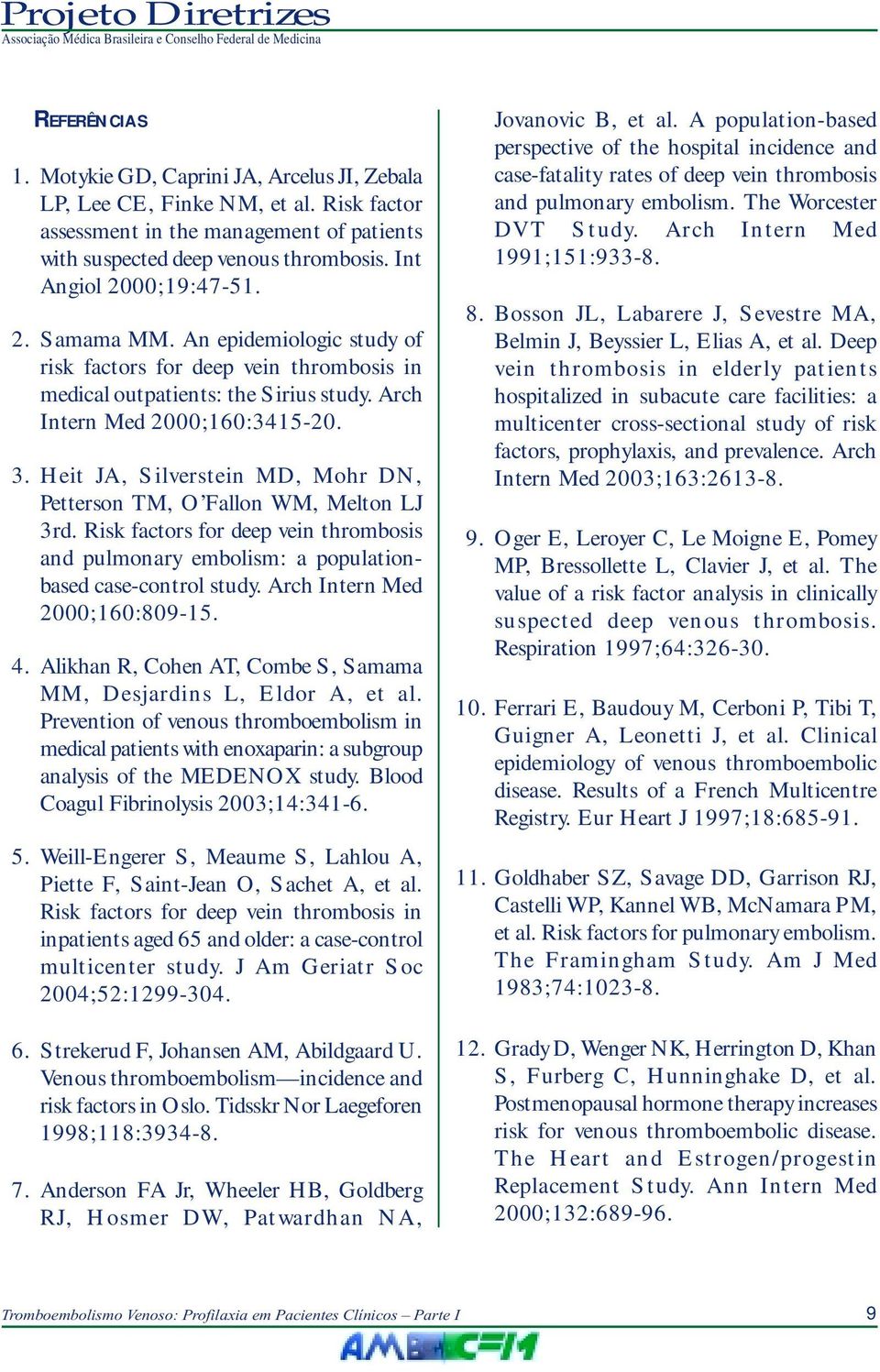 Heit JA, Silverstein MD, Mohr DN, Petterson TM, O Fallon WM, Melton LJ 3rd. Risk factors for deep vein thrombosis and pulmonary embolism: a populationbased case-control study.