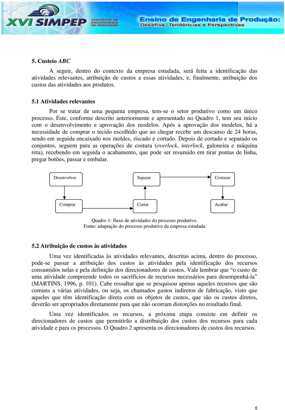 Este, conforme descrito anteriormente e apresentado no Quadro 1, tem seu início com o desenvolvimento e aprovação dos modelos.