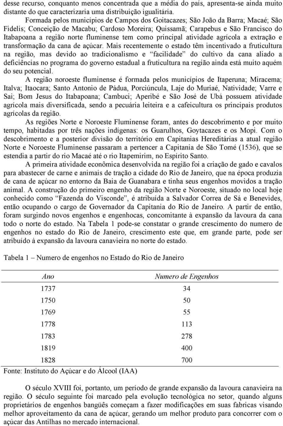 fluminense tem como principal atividade agrícola a extração e transformação da cana de açúcar.