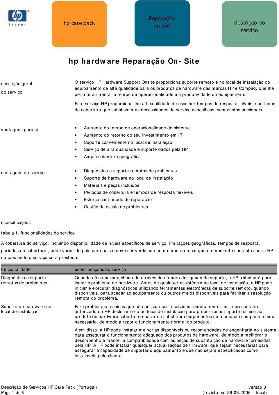 Este HP proporciona-lhe a flexibilidade de escolher tempos de resposta, níveis e períodos de cobertura que satisfazem as necessidades de específicas, sem custos adicionais.