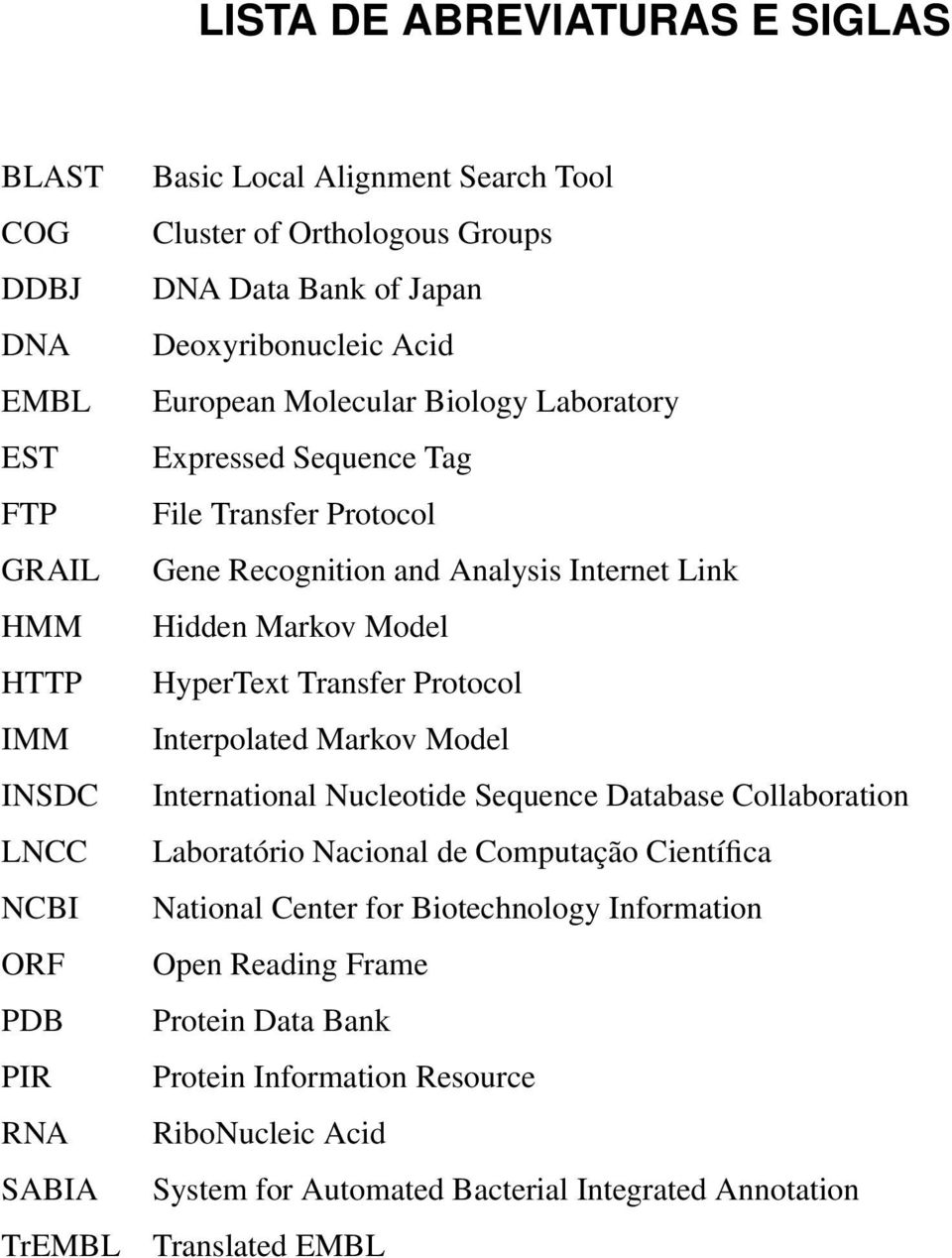 Hidden Markov Model HyperText Transfer Protocol Interpolated Markov Model International Nucleotide Sequence Database Collaboration Laboratório Nacional de Computação Científica