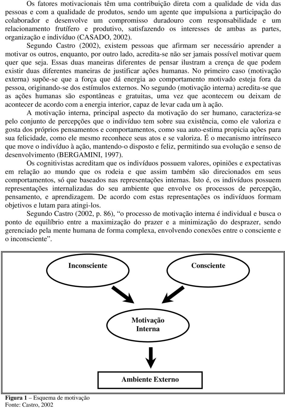 Segundo Castro (2002), existem pessoas que afirmam ser necessário aprender a motivar os outros, enquanto, por outro lado, acredita-se não ser jamais possível motivar quem quer que seja.