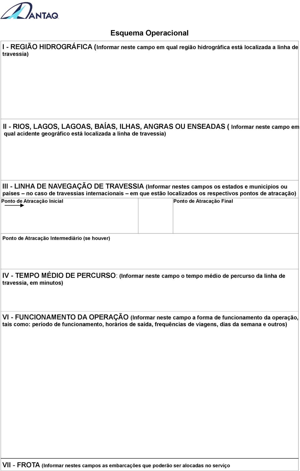 travessias internacionais em que estão localizados os respectivos pontos de atracação) Ponto de Atracação Inicial Ponto de Atracação Final Ponto de Atracação Intermediário (se houver) IV - TEMPO