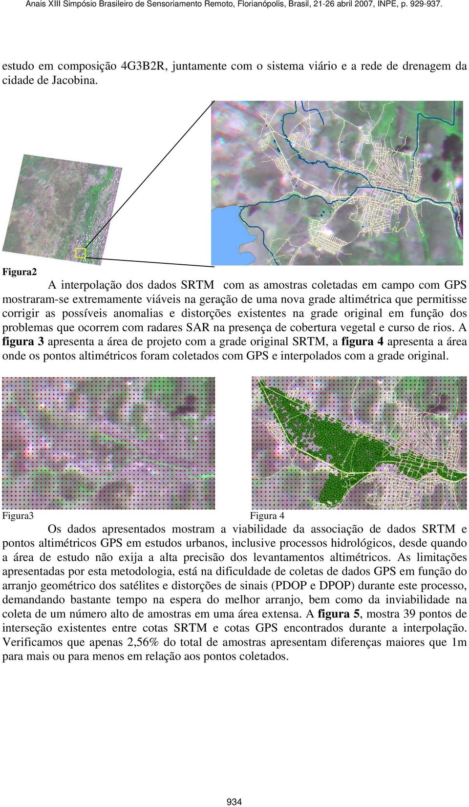 anomalias e distorções existentes na grade original em função dos problemas que ocorrem com radares SAR na presença de cobertura vegetal e curso de rios.