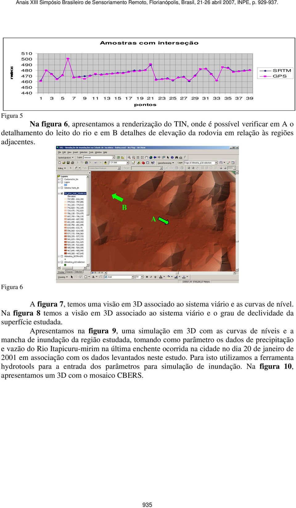 B A Figura 6 A figura 7, temos uma visão em 3D associado ao sistema viário e as curvas de nível.