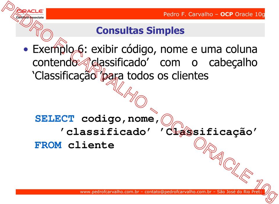 cabeçalho Classificação para todos os clientes