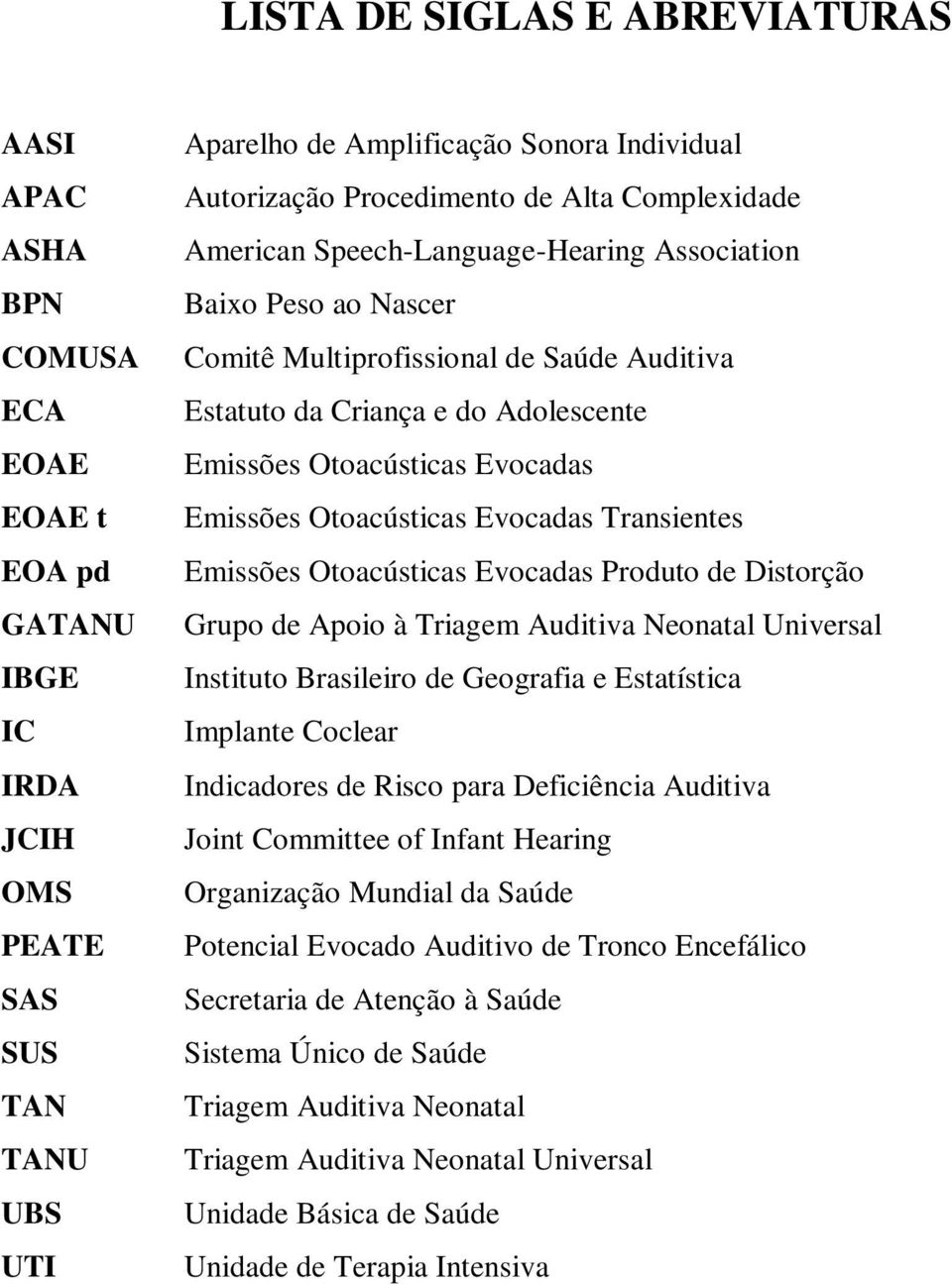 Otoacústicas Evocadas Emissões Otoacústicas Evocadas Transientes Emissões Otoacústicas Evocadas Produto de Distorção Grupo de Apoio à Triagem Auditiva Neonatal Universal Instituto Brasileiro de