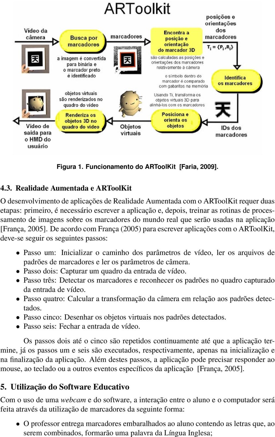 processamento de imagens sobre os marcadores do mundo real que serão usadas na aplicação [França, 2005].