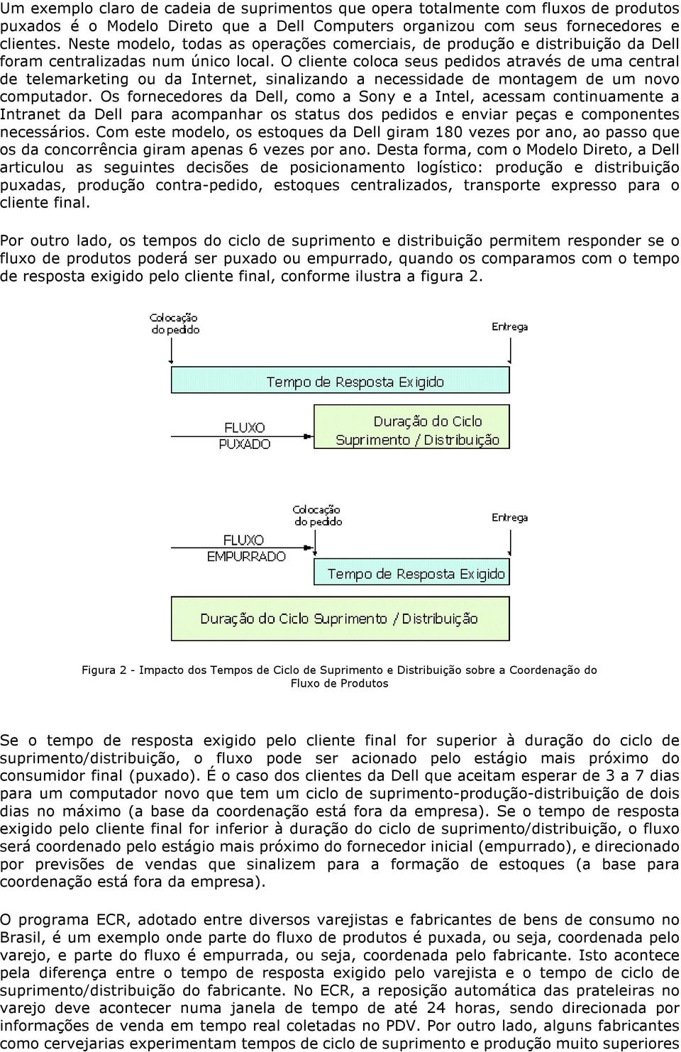 O cliente coloca seus pedidos através de uma central de telemarketing ou da Internet, sinalizando a necessidade de montagem de um novo computador.