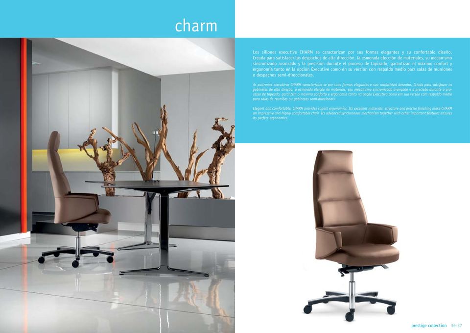 confort y ergonomía tanto en la opción Executive como en su versión con respaldo medio para salas de reuniones o despachos semi-direccionales.