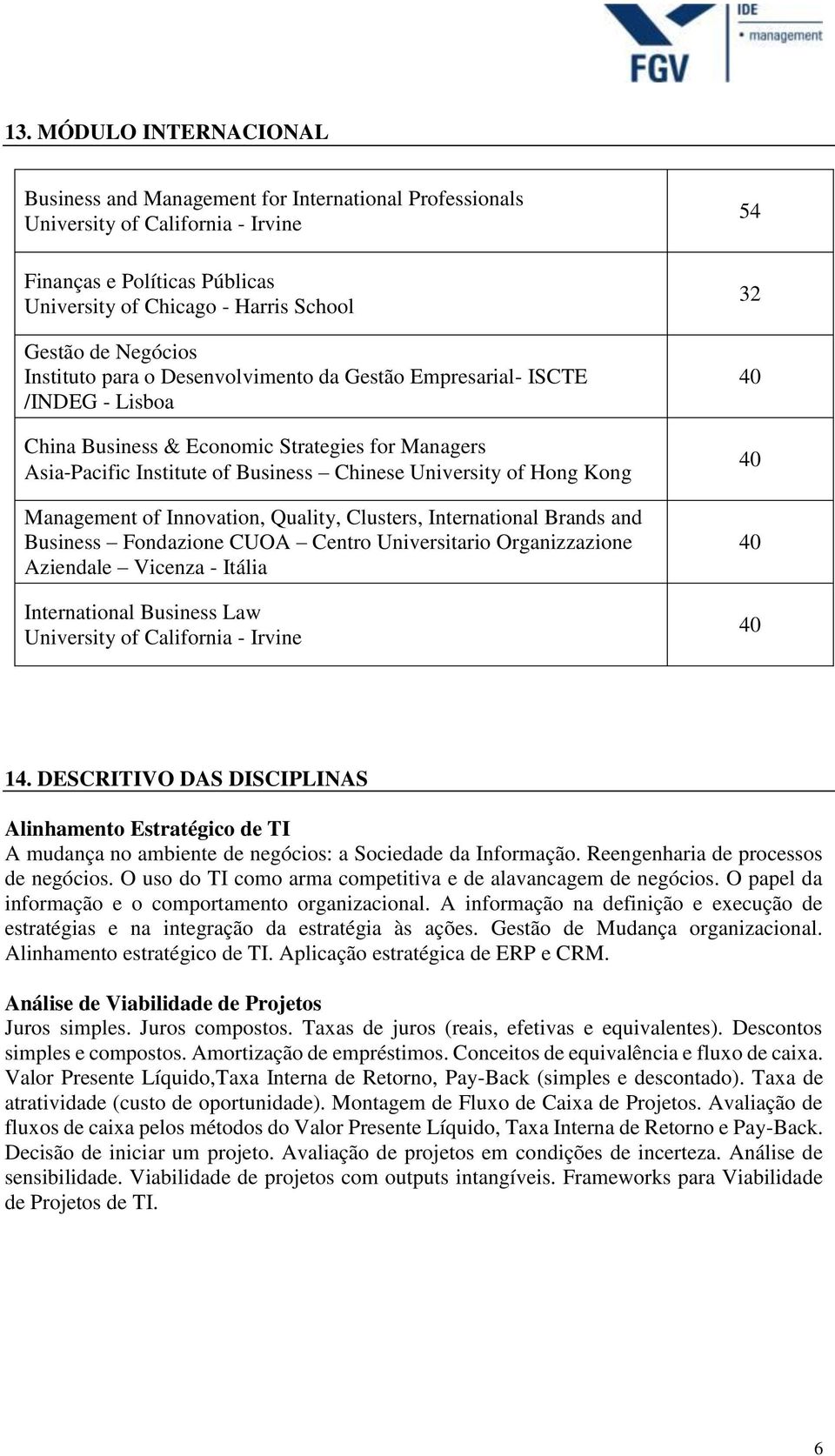 Kong Management of Innovation, Quality, Clusters, International Brands and Business Fondazione CUOA Centro Universitario Organizzazione Aziendale Vicenza - Itália International Business Law