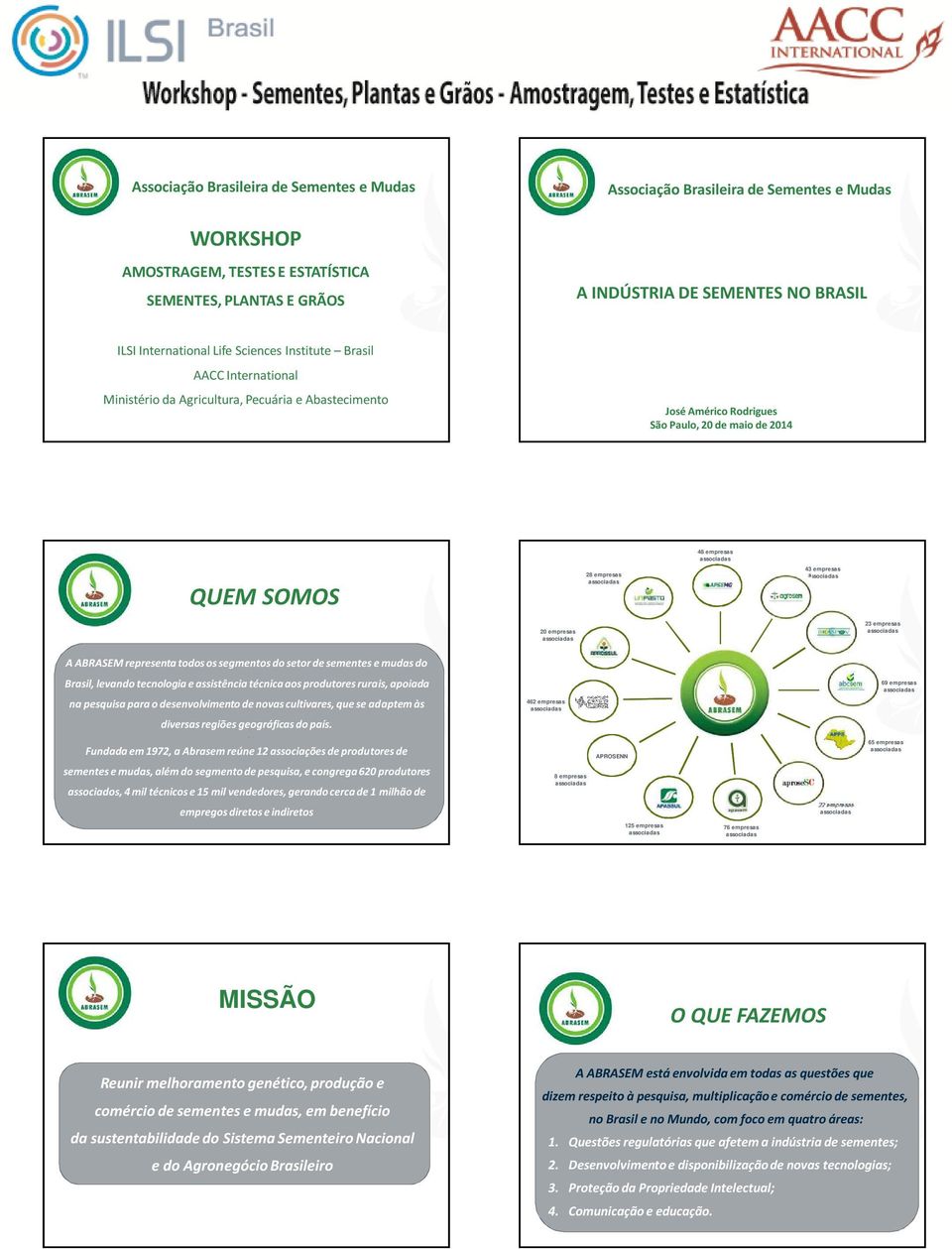 empresas 43 empresas 20 empresas 23 empresas A ABRASEM representa todos os segmentos do setor de sementes e mudas do Brasil, levando tecnologia e assistência técnica aos produtores rurais, apoiada na