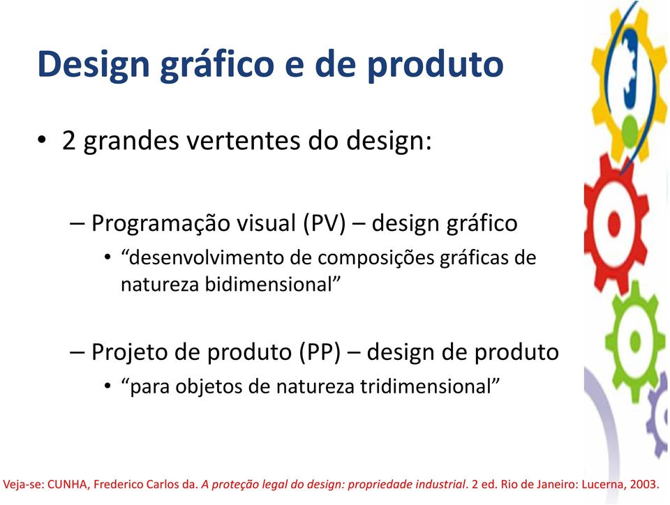 (PP) design de produto para objetos de natureza tridimensional Veja-se: CUNHA, Frederico