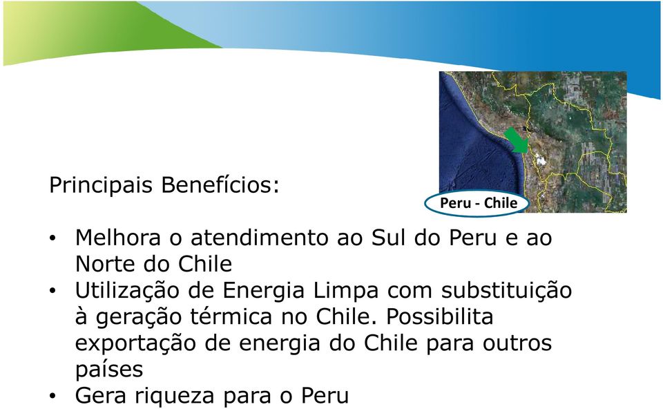 com substituição à geração térmica no Chile.
