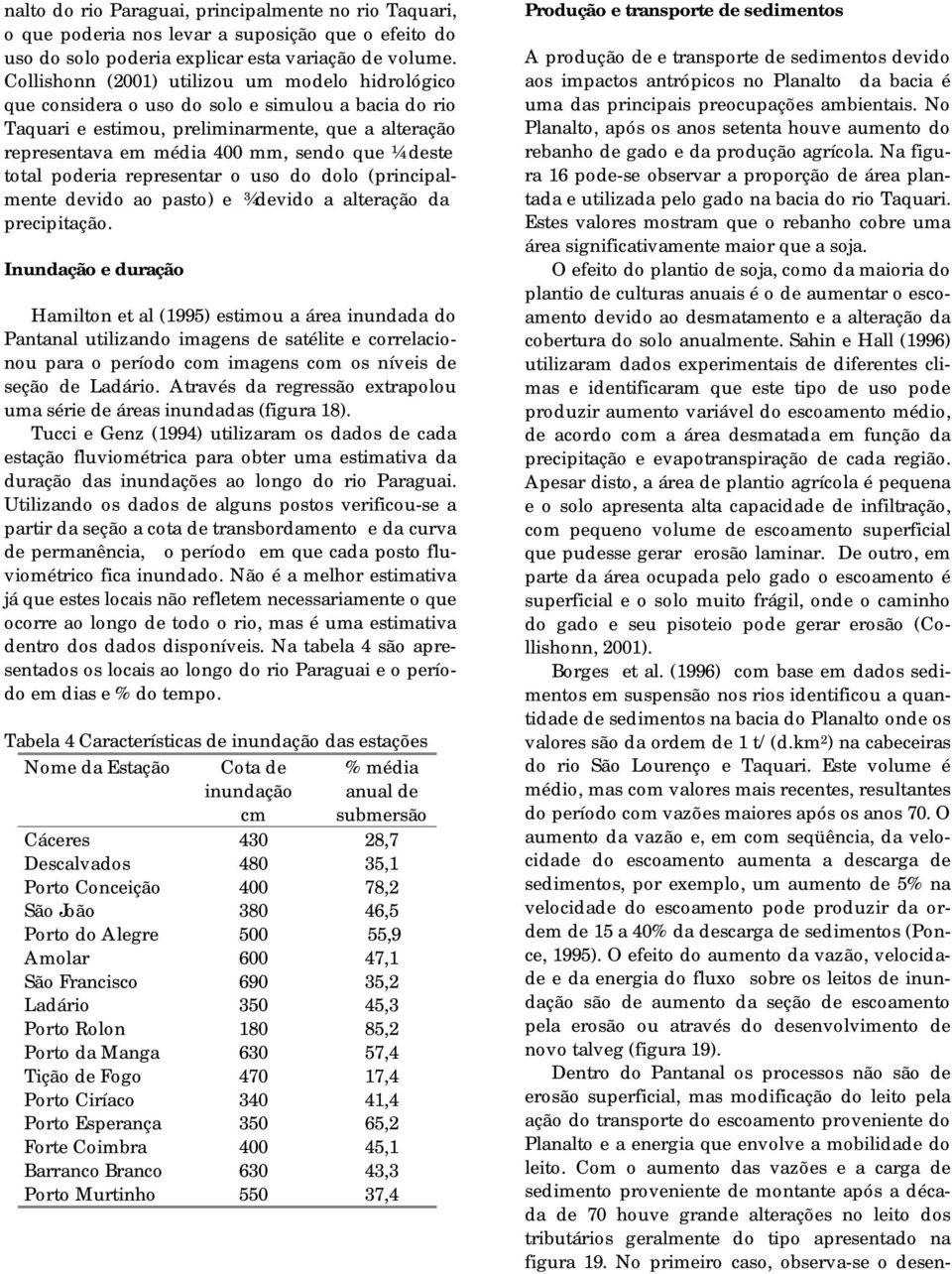 total poderia representar o uso do dolo (principalmente devido ao pasto) e ¾ devido a alteração da precipitação.