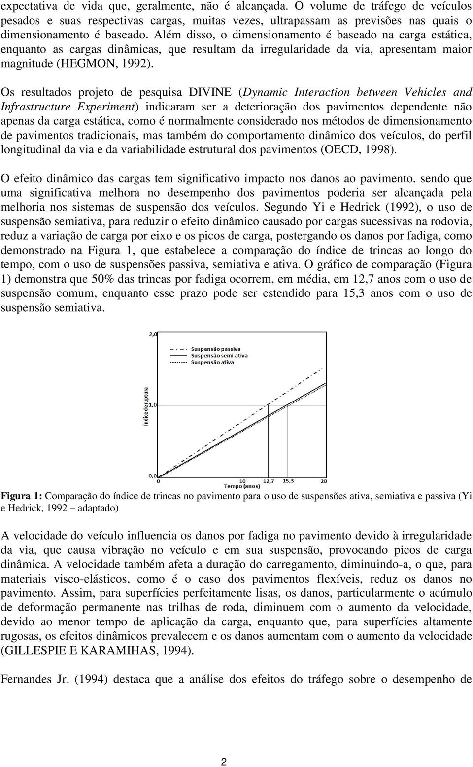 Os resultados projeto de pesquisa DIVINE (Dynamic Interaction between Vehicles and Infrastructure Experiment) indicaram ser a deterioração dos pavimentos dependente não apenas da carga estática, como