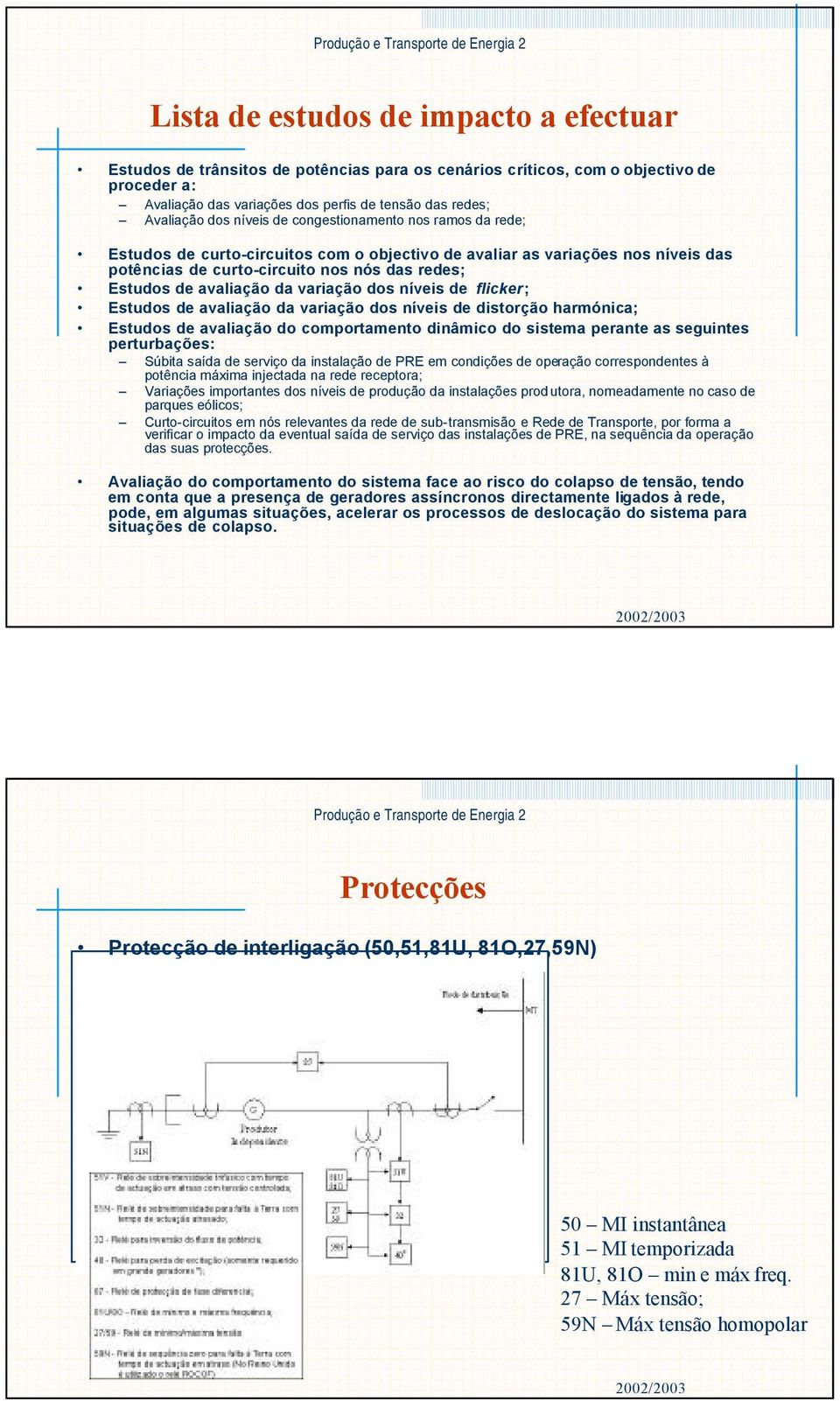 da variação dos níveis de flicker; Estudos de avaliação da variação dos níveis de distorção harmónica; Estudos de avaliação do comportamento dinâmico do sistema perante as seguintes perturbações: