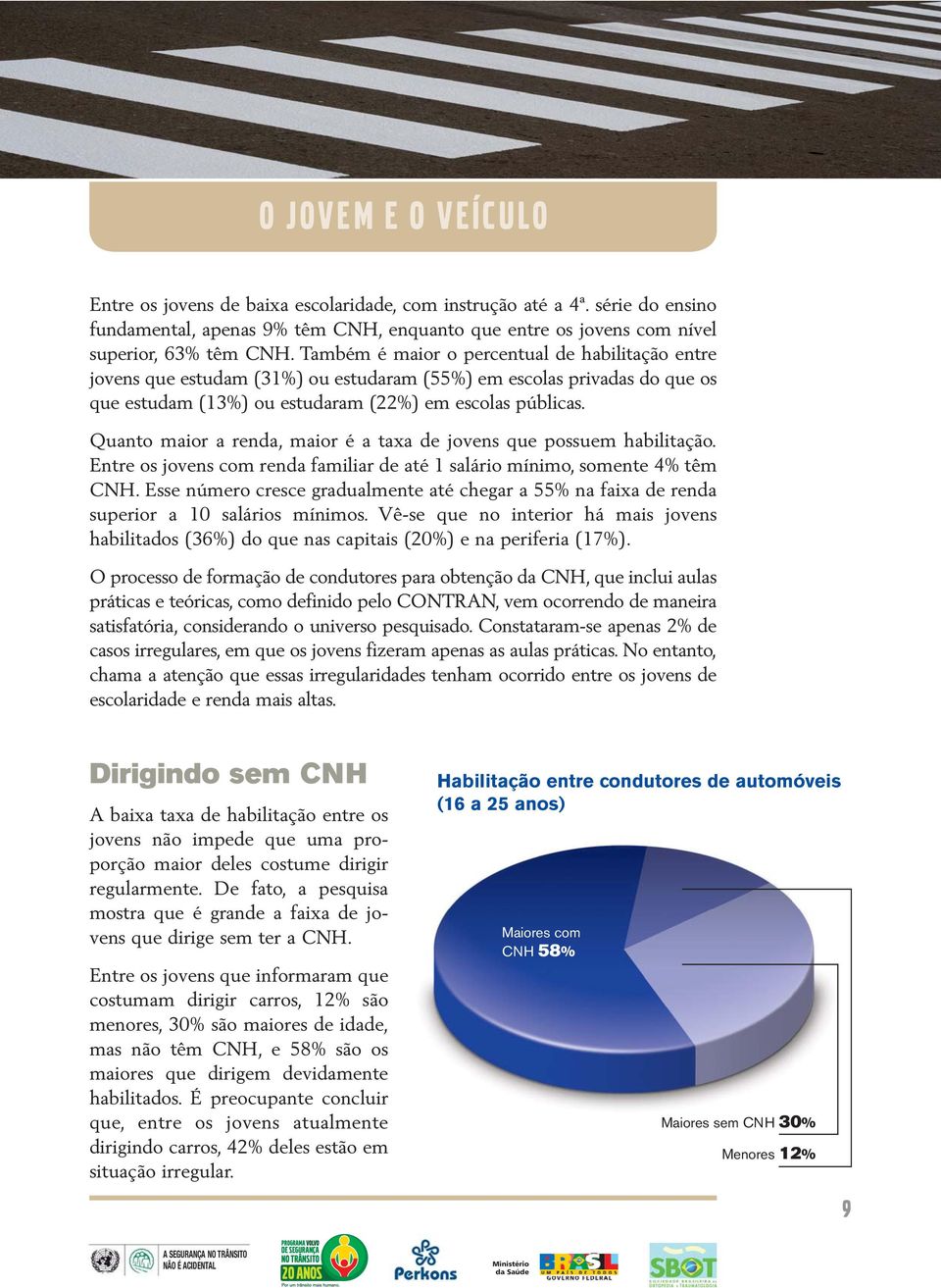 Quanto maior a renda, maior é a taxa de jovens que possuem habilitação. Entre os jovens com renda familiar de até 1 salário mínimo, somente 4% têm CNH.