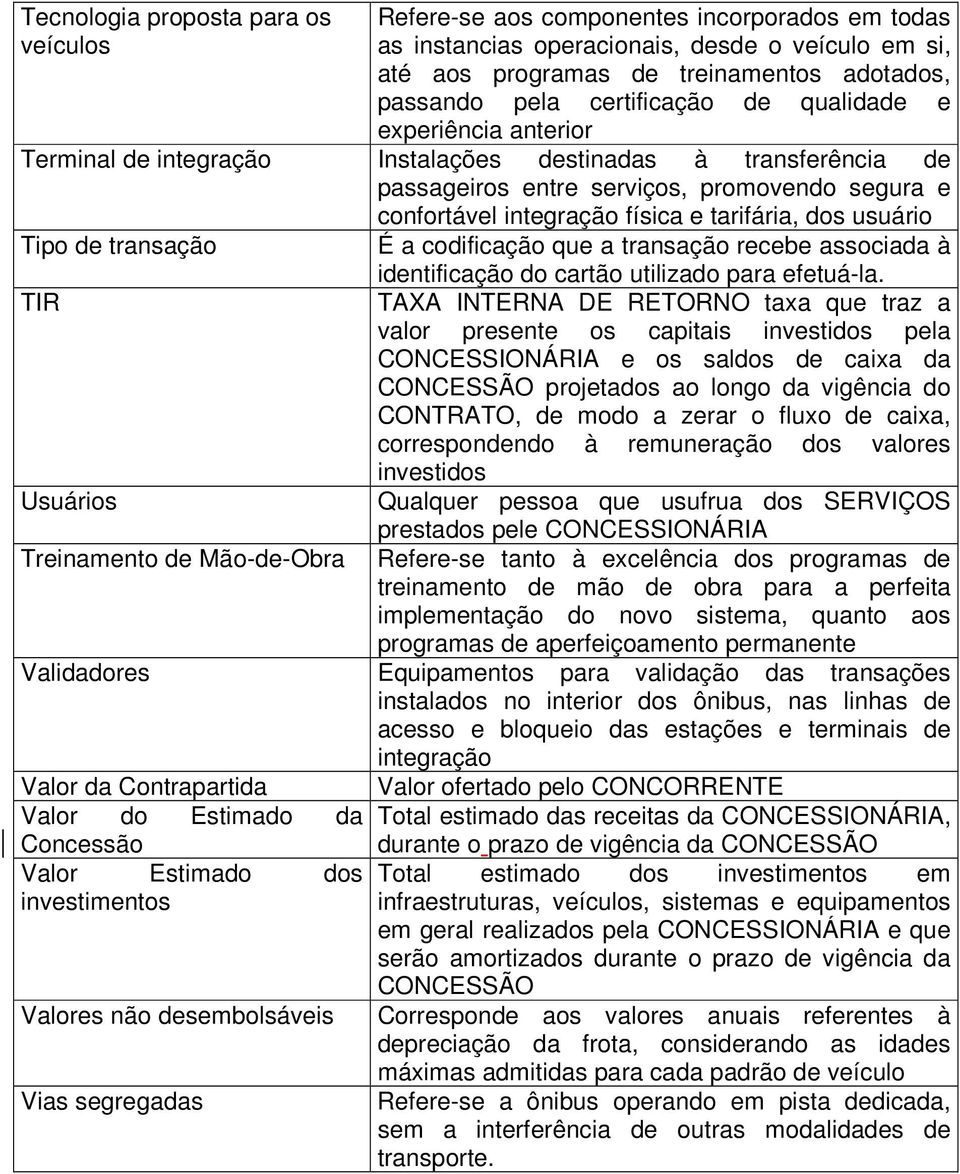 tarifária, dos usuário Tipo de transação TIR Usuários Treinamento de Mão-de-Obra É a codificação que a transação recebe associada à identificação do cartão utilizado para efetuá-la.