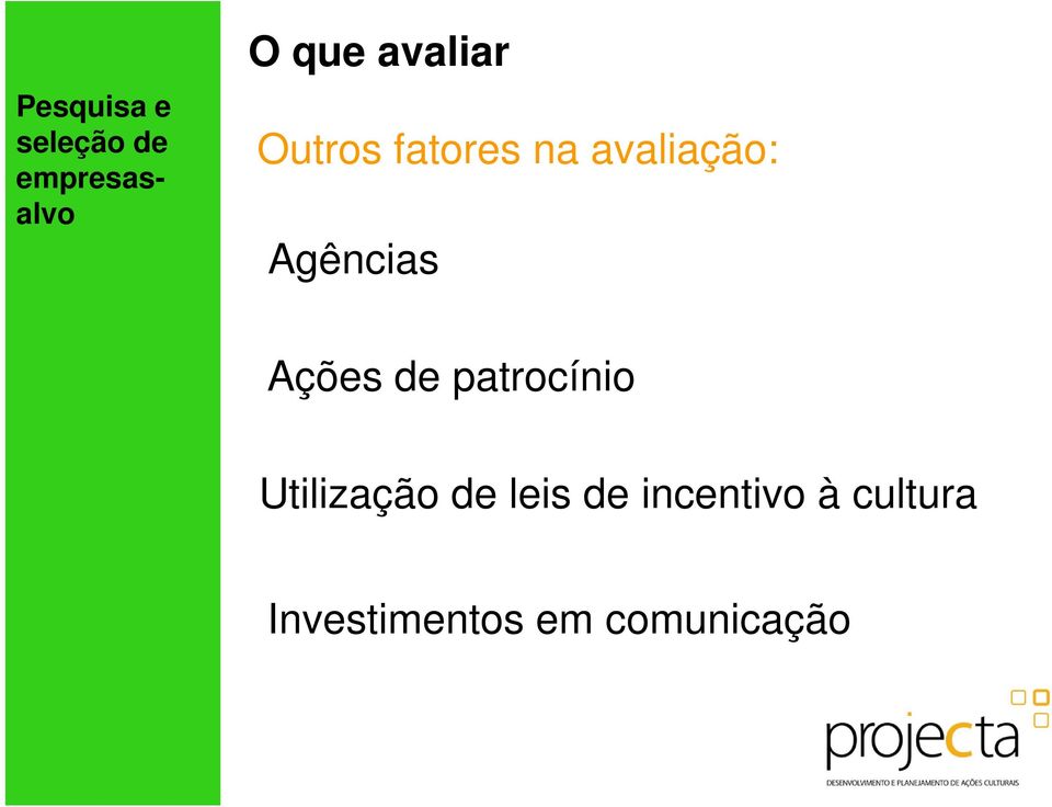 Agências Ações de patrocínio Utilização de