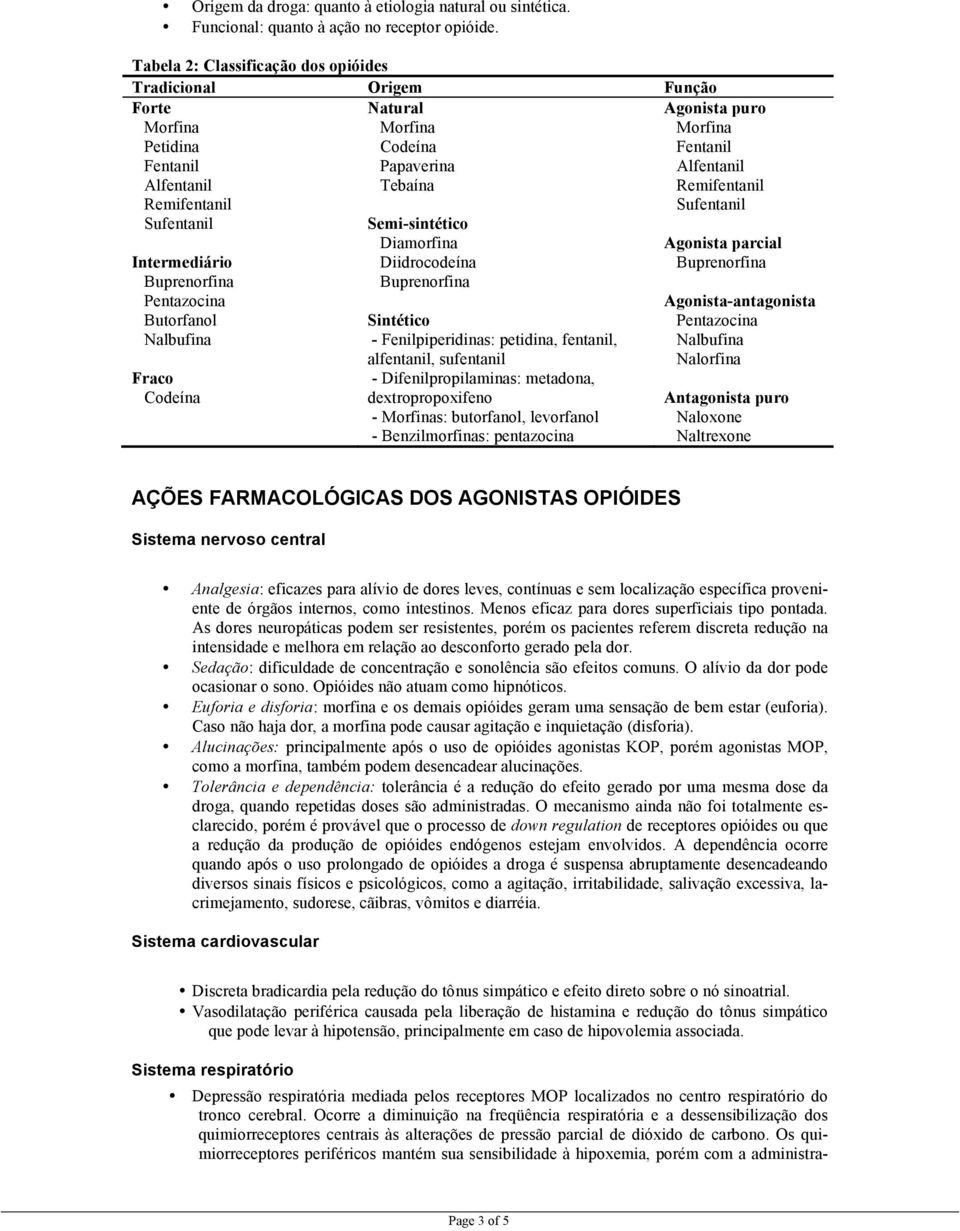 Nalbufina Fraco Codeína Semi-sintético Diamorfina Diidrocodeína Sintético - Fenilpiperidinas: petidina, fentanil, alfentanil, sufentanil - Difenilpropilaminas: metadona, dextropropoxifeno - s: