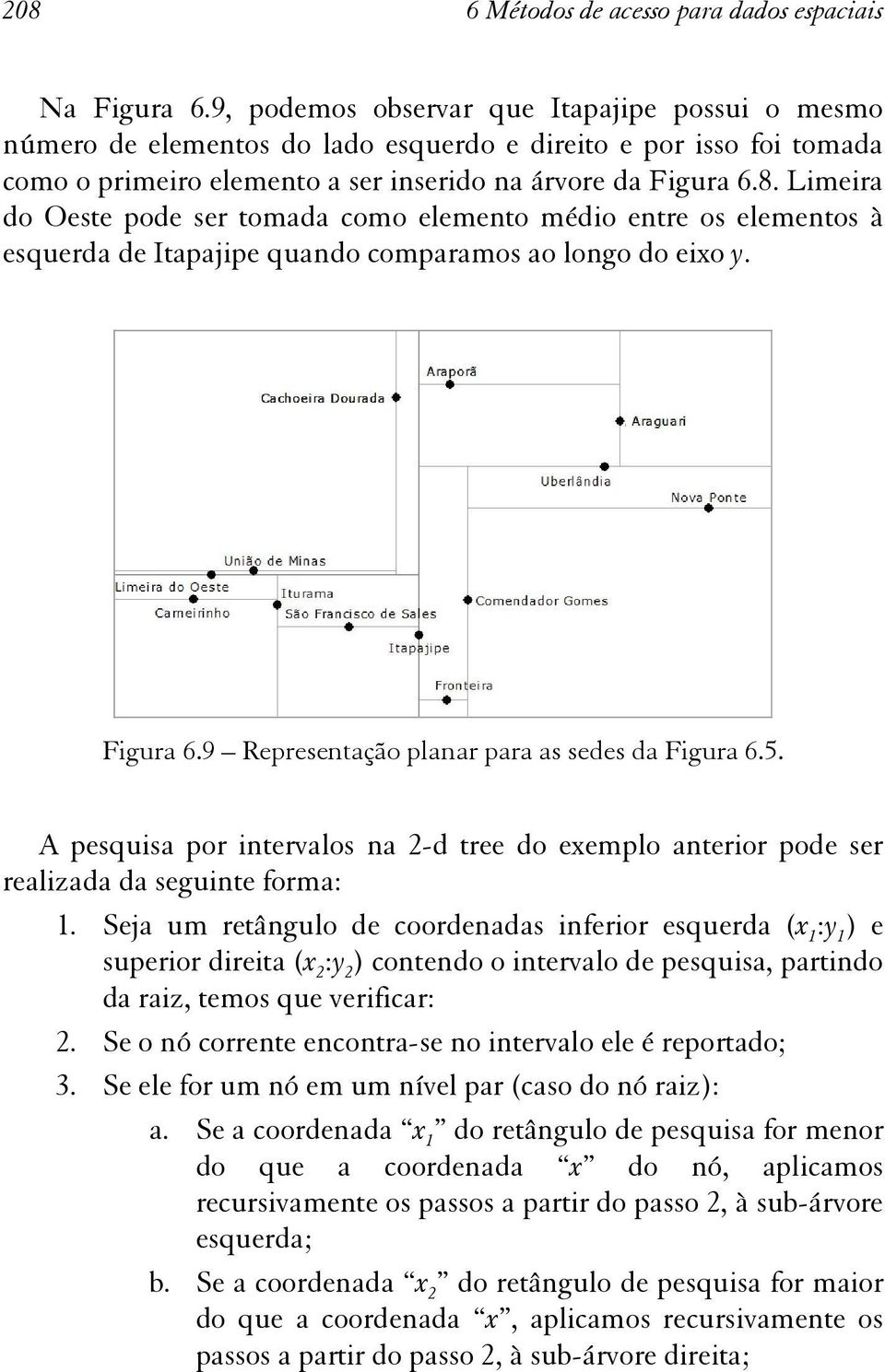 Limeira do Oeste pode ser tomada como elemento médio entre os elementos à esquerda de Itapajipe quando comparamos ao longo do eixo y. Figura 6.9 Representação planar para as sedes da Figura 6.5.