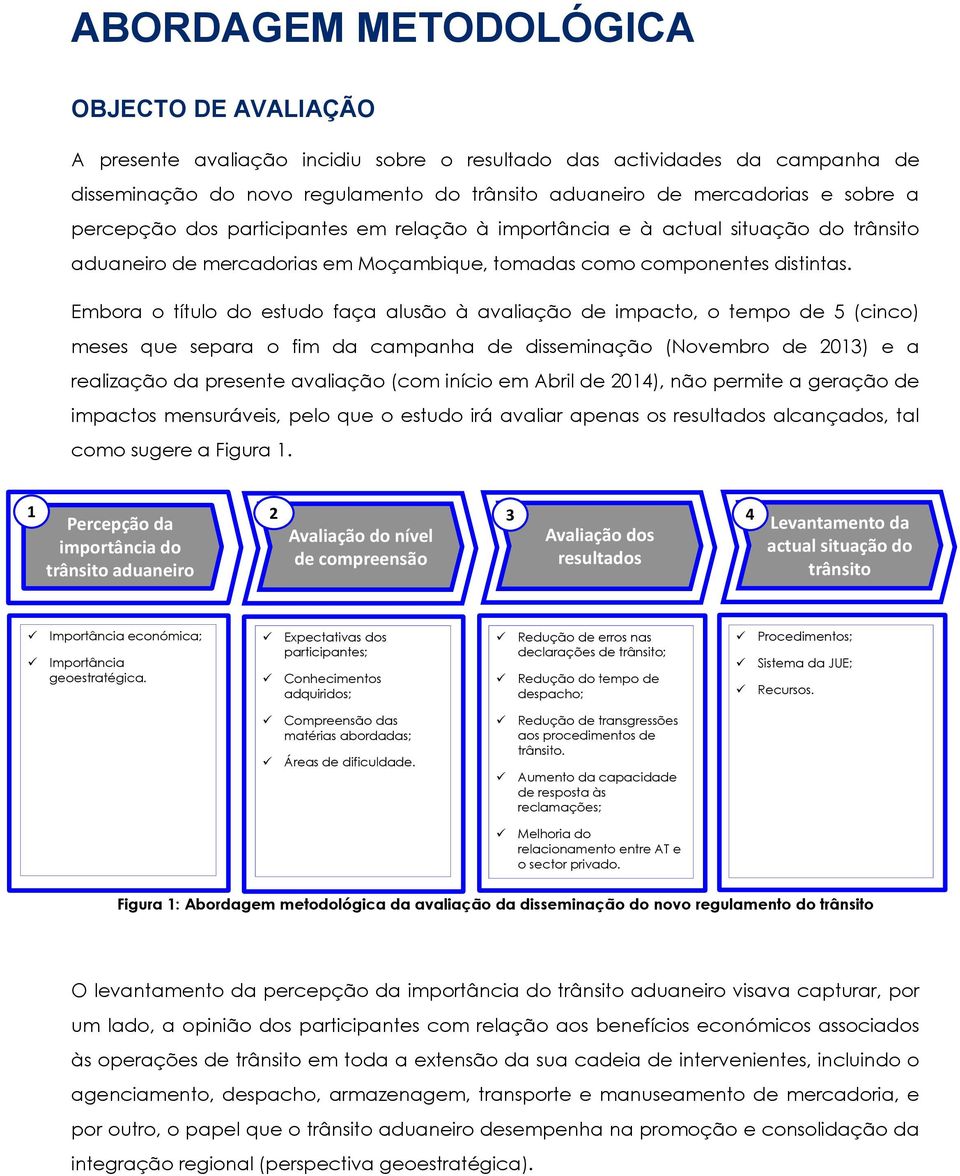 Embora o título do estudo faça alusão à avaliação de impacto, o tempo de 5 (cinco) meses que separa o fim da campanha de disseminação (Novembro de 2013) e a realização da presente avaliação (com