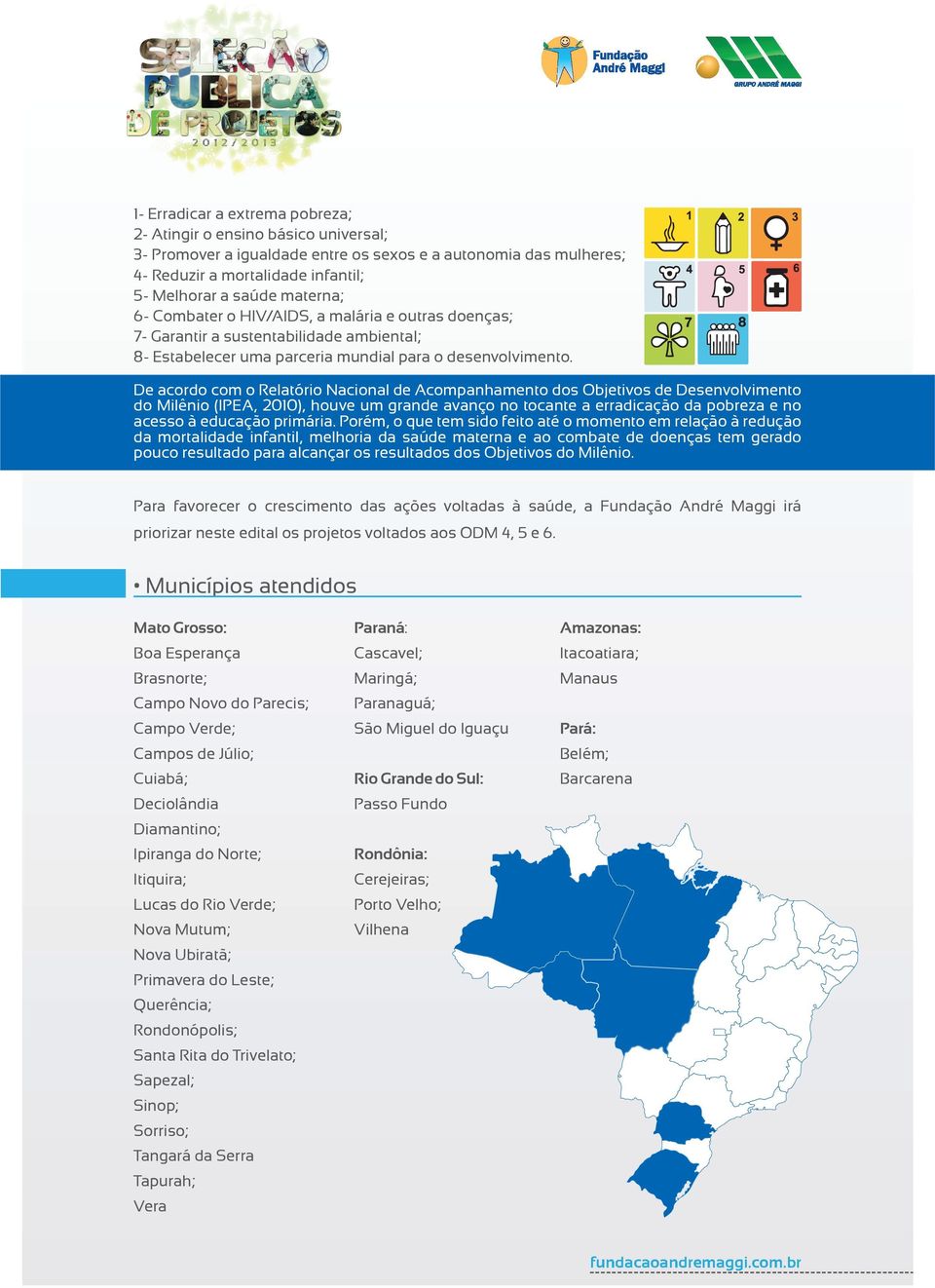 De acordo com o Relatório Nacional de Acompanhamento dos Objetivos de Desenvolvimento do Milênio (IPEA, 2010), houve um grande avanço no tocante a erradicação da pobreza e no acesso à educação