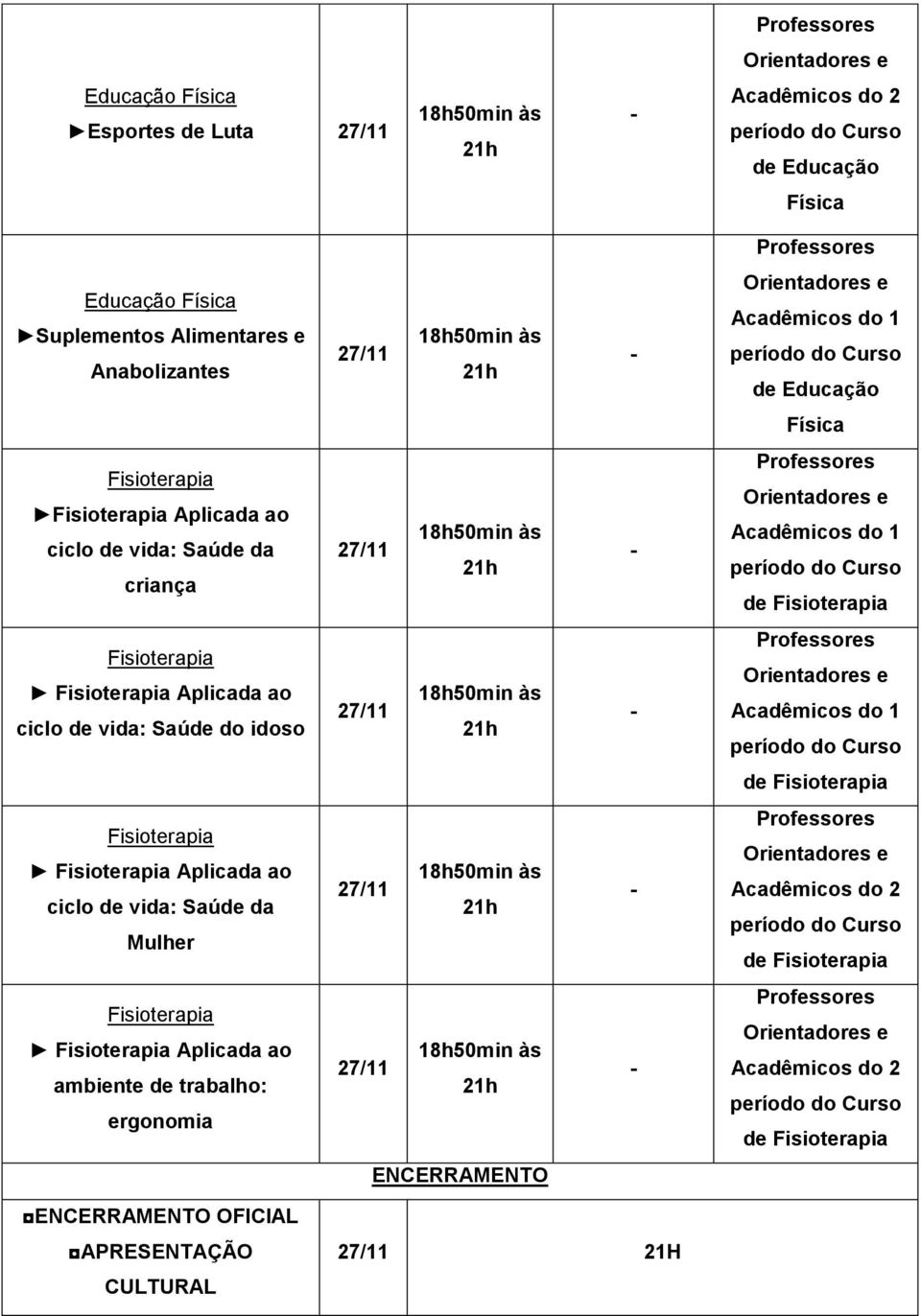 Aplicada ao ciclo de vida: Saúde do idoso Acadêmicos do 1 Aplicada ao ciclo de vida: Saúde da Mulher Acadêmicos