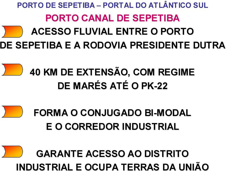 MARÉS ATÉ O PK-22 FORMA O CONJUGADO BI-MODAL E O CORREDOR