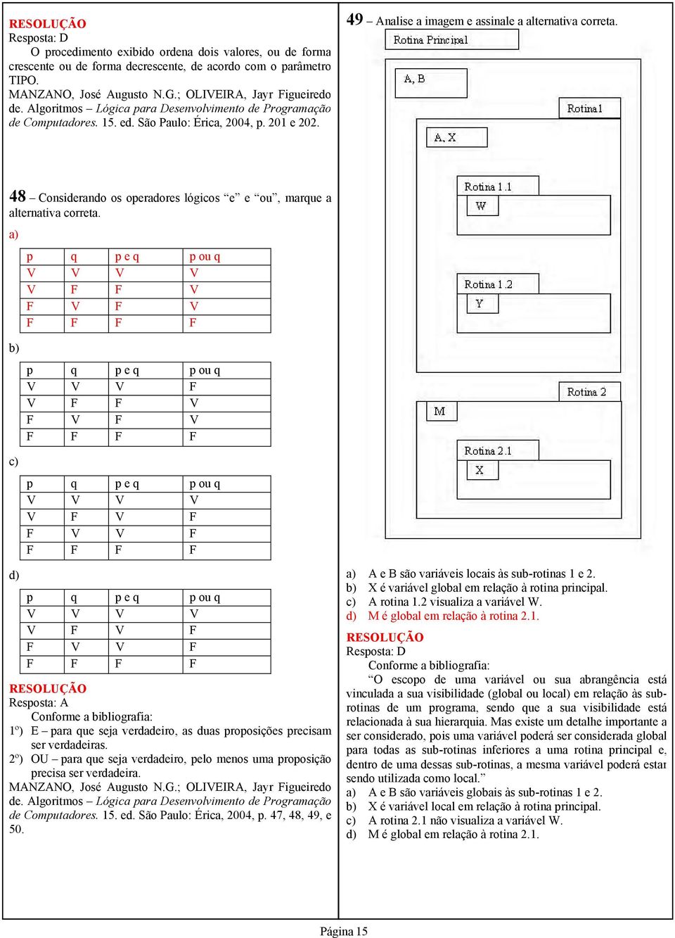 48 Considerando os operadores lógicos e e ou, marque a alternativa correta.