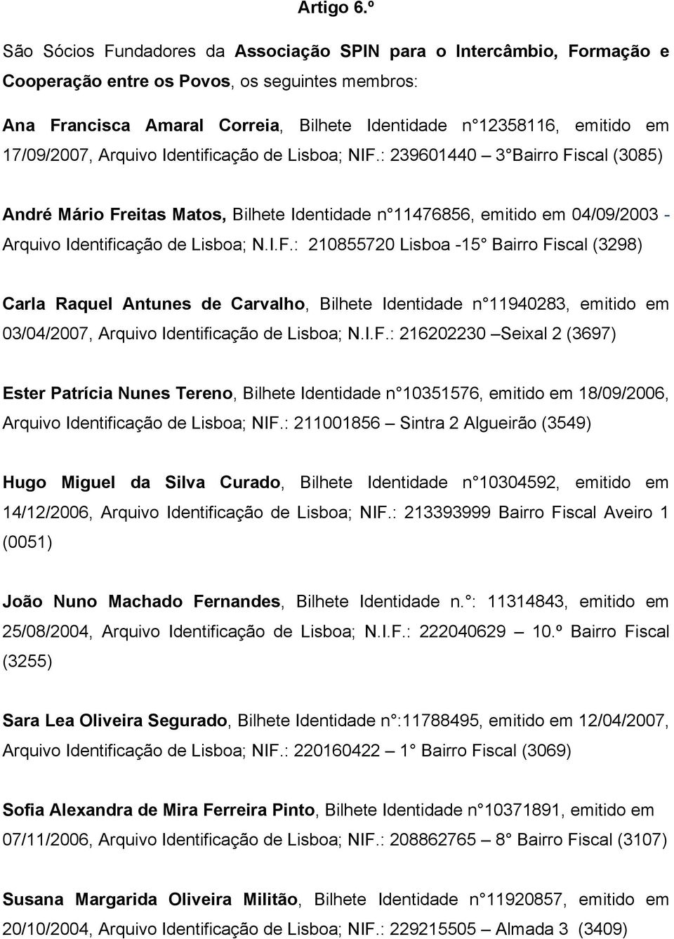 17/09/2007, Arquivo Identificação de Lisboa; NIF.