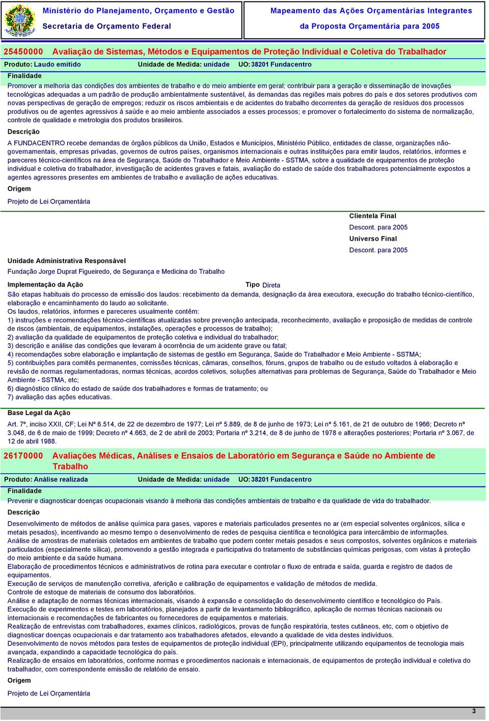 demandas das regiões mais pobres do país e dos setores produtivos com novas perspectivas de geração de empregos; reduzir os riscos ambientais e de acidentes do trabalho decorrentes da geração de