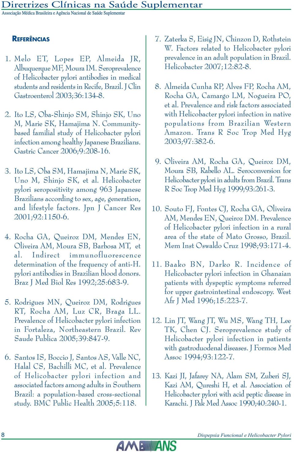 Gastric Cancer 2006;9:208-16. 3. Ito LS, Oba SM, Hamajima N, Marie SK, Uno M, Shinjo SK, et al.