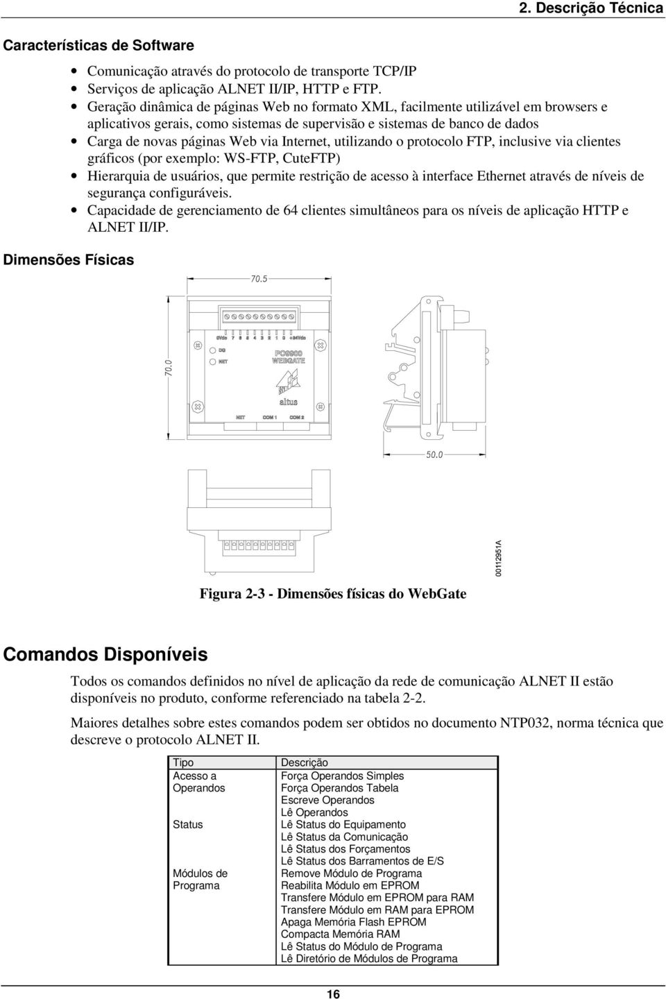 Internet, utilizando o protocolo FTP, inclusive via clientes gráficos (por exemplo: WS-FTP, CuteFTP) Hierarquia de usuários, que permite restrição de acesso à interface Ethernet através de níveis de