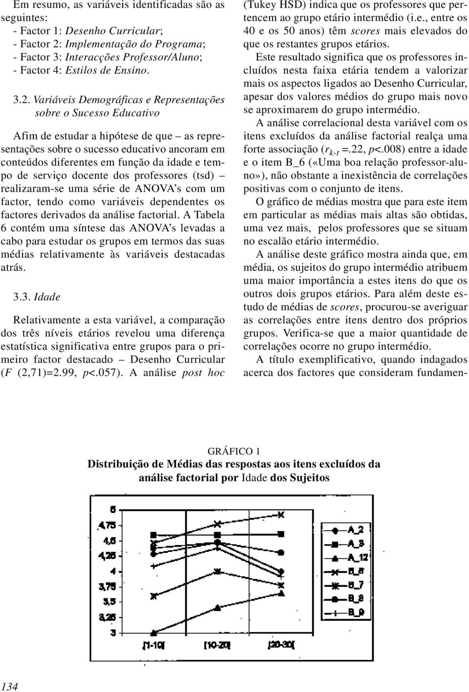 e tempo de serviço docente dos professores (tsd) realizaram-se uma série de ANOVA s com um factor, tendo como variáveis dependentes os factores derivados da análise factorial.