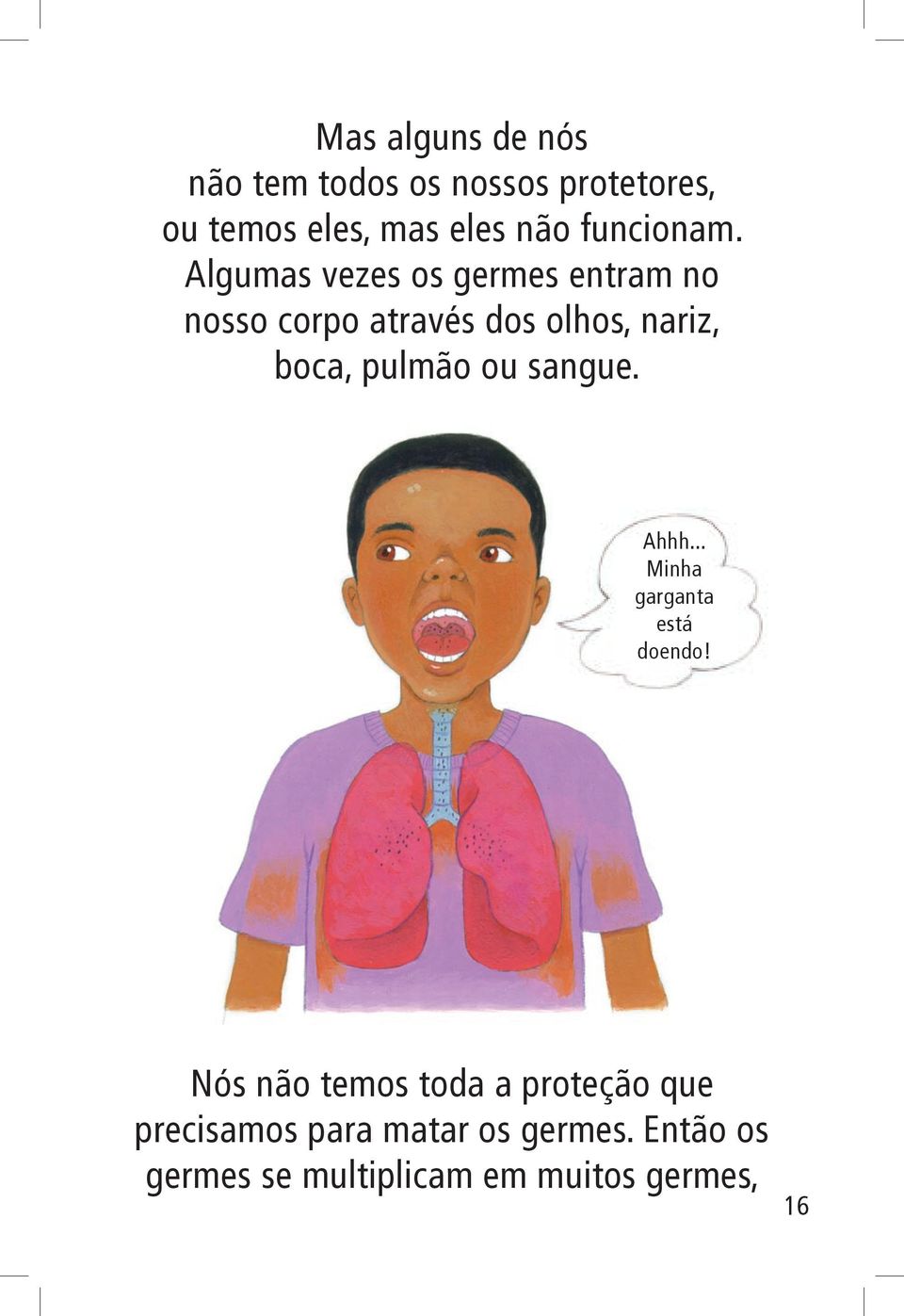 Algumas vezes os germes entram no nosso corpo através dos olhos, nariz, boca, pulmão