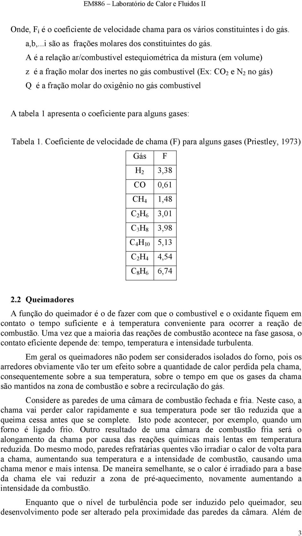 tabela 1 apresenta o coeficiente para alguns gases: Tabela 1.