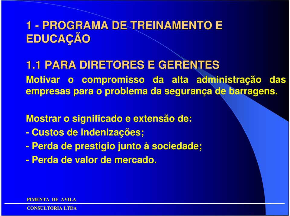 das empresas para o problema da segurança de barragens.