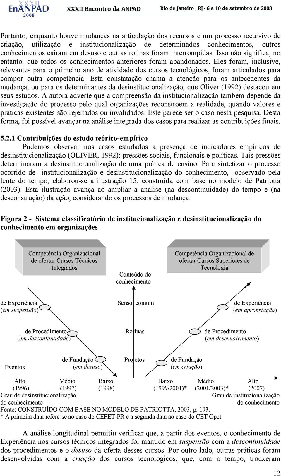 Eles foram, inclusive, relevantes para o primeiro ano de atividade dos cursos tecnológicos, foram articulados para compor outra competência.