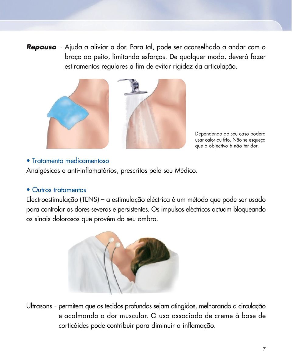 Tratamento medicamentoso Analgésicos e anti-inflamatórios, prescritos pelo seu Médico.