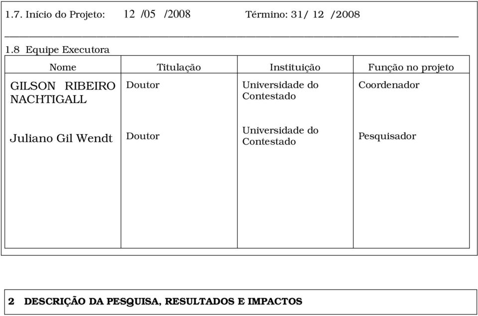 RIBEIRO NACHTIGALL Doutor Universidade do Contestado Coordenador Juliano Gil